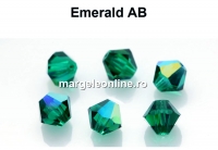 Preciosa, bicone bead, emerald AB, 3mm - x40