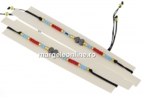 Morse code bracelet, 2 hematite hearts, adjustable - x1