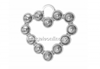 Heart pendant base, for 12 4mm pearls with a hole - x1