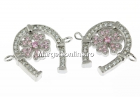 Horseshoe link with crystals, rhodium-plated silver 925, 17mm - x1