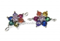 Star link with crystals, rhodium-plated silver 925, 11mm - x1