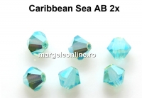 Preciosa, margele bicone, caribbean sea aurore boreale , 3mm - x40