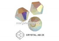 Preciosa, margele bicone, crystal aurore boreale 2x, 6mm - x20