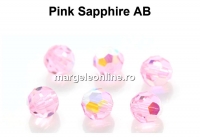 Preciosa, margele, rotund fatetat, pink sapphire AB, 4mm - x10
