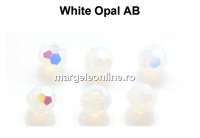 Preciosa, margele, rotund fatetat, white opal AB, 6mm - x6