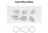 Margele Preciosa perle picatura, white, 10x6mm - x2