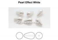 Margele Preciosa perle picatura, white, 10x6mm - x2