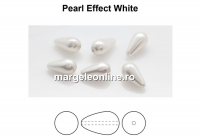 Margele Preciosa perle picatura, white, 15x8mm - x2
