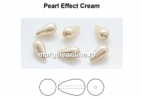 Margele Preciosa perle picatura, cream, 10x6mm - x2