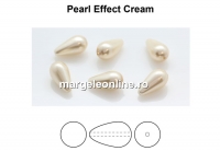 Preciosa beads, pearshape, cream, 15x8mm - x2