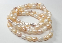 Bratara elastica din Perle de cultura alb, mov nisipiu, rose 7-8mm