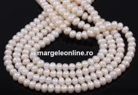 Sirag Perle de cultura donuts - 7x5mm, alb