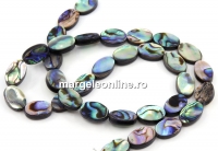 Margele sidef natural Abalone, scoica paua, oval, 16x12mm