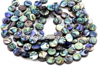 Margele sidef natural Abalone, scoica paua, disc, 10mm