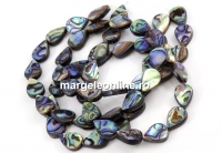 Margele sidef natural Abalone, scoica paua, picatura, 14x10mm