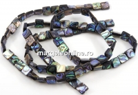 Margele sidef natural Abalone, scoica paua, patrat, 8x8mm