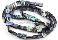 Abalone natural pearl beads, paua shell, square, 10x10mm