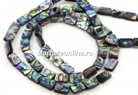 Margele sidef natural Abalone, scoica paua, dreptunghi, 12x8mm