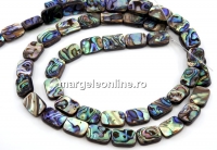 Abalone natural pearl beads, paua shell, rounded rectangle, 14x10mm