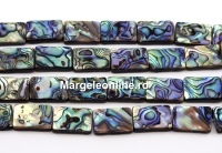 Margele sidef natural Abalone, scoica paua, dreptunghi, 18x13mm