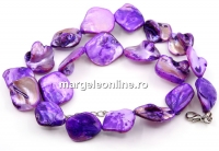 Colier sidef  natural, mov, free form, 19-23mm