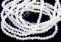 Sirag margele cristal, biconic fatetat, crystal cu irizatii light, 4mm