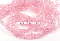 Sirag margele cristal, biconic fatetat, light rose, 4mm