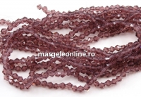 Sirag margele cristal, biconic fatetat, vintage amethyst, 4mm