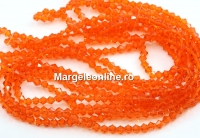Crystal bead string, faceted biconical, hyacinth, 4mm