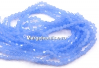 Crystal bead string, faceted biconical, air blue opal, 4mm