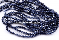 Sirag margele cristal, biconic fatetat, blue hematite, 4mm