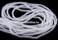 Crystal bead string, faceted rounds, transparent, 3x2mm