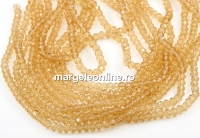 Sirag margele cristal, rondele fatetate, golden beige, 4x3mm