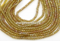 Sirag margele cristal, rondele fatetate, golden rainbow, 3x2mm