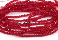 Crystal bead string, faceted rounds, light siam, 3x2.2mm