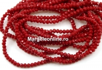 Sirag margele cristal, rondele fatetate, dark red coral, 3.5x2.5mm