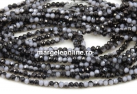 Sirag margele cristal, rondele fatetate, white opal hematit, 3x2.2mm