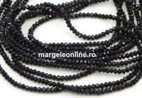 Sirag margele cristal, rondele fatetate, negru jet, 3x2.2mm