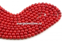 Margele Coral, rosu intens, rotund, 6.5mm