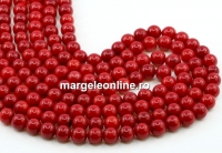 Coral beads, red, round, grade A, 8mm