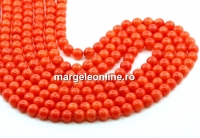 Margele Coral, portocaliu intens, rotund, grad A, 6.5mm