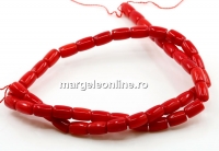 Margele Coral, rosu intens, tub rotunjit, grad A, 8.5x6mm