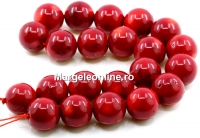Coral beads, red, round, 17mm