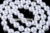 Perle tip Mallorca, rotund, alb,  3mm