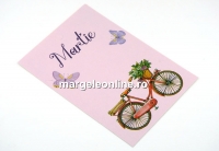 Carton martisor pentru bratari, Bicicleta rosie, 11x7.5cm- x20