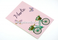 Carton martisor pentru bratari, Bicicleta verde menta, 11x7.5cm- x20