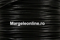 Bobina snur matase cerata pentru bratari, negru, 1mm - 75m