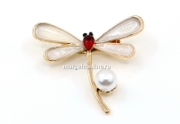 Brosa martisor, Libelula cu cristal si perla, 3.5x4cm - x1