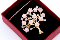 Brosa martisor, Cires inflorit cu cristale, 4.9x4.9cm, cutie inclusa - x1