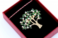 Brosa martisor, Copacul vietii cu perlute, 4x4.4cm, cutie inclusa - x1